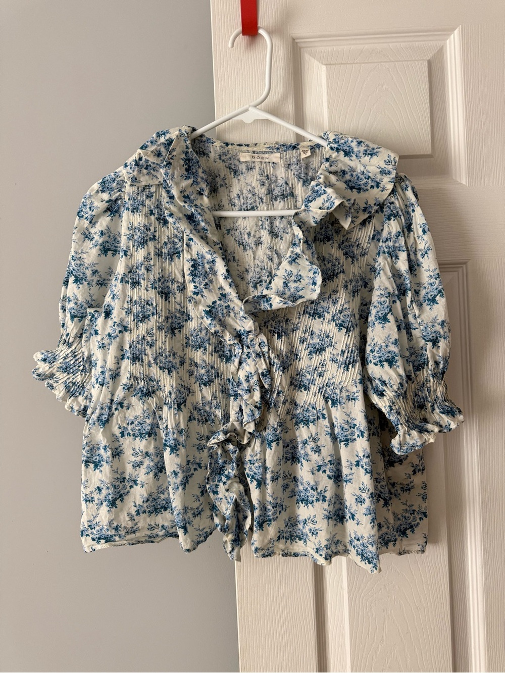 Doen | henri top in bleu rosier floral